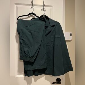Skims Poplin Pine Green Pajama Set size medium